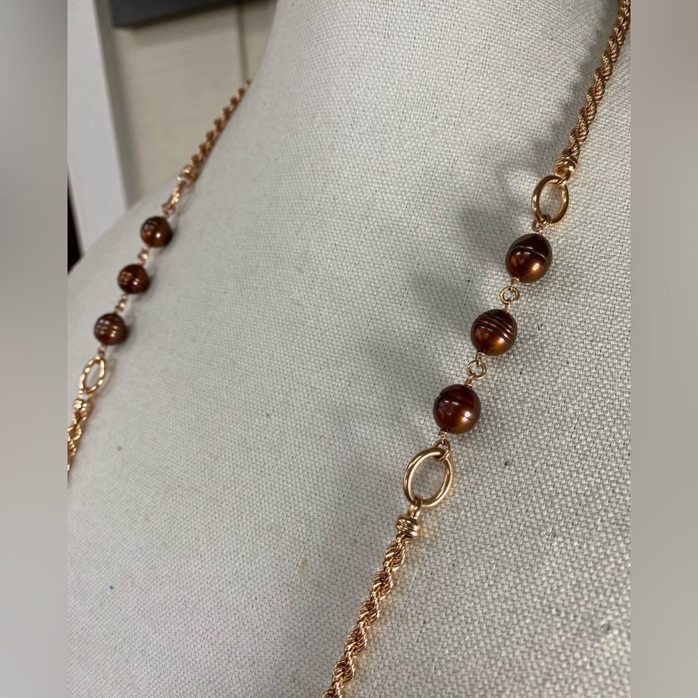 Gorgeous Bronze H Italy freshwater Pearl necklace - Picture 4 of 8